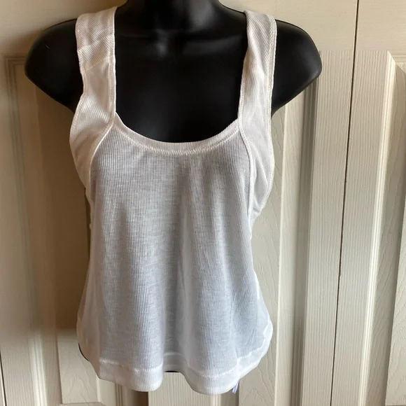 Free People Movement NWT White Crossback Strap Ribbed Top Size Small - Picture 3 of 11